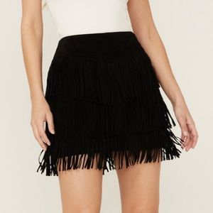 Scully Black Fringe Mini Skirt